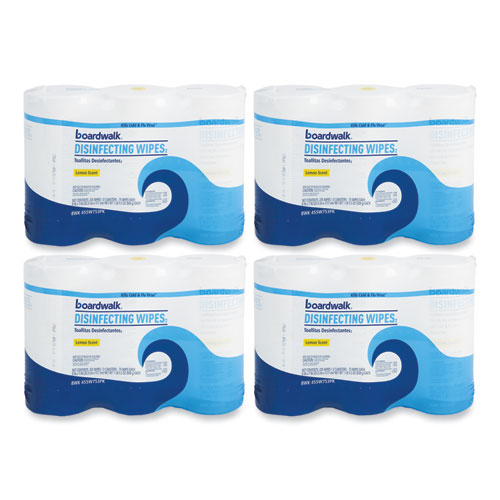 Picture of Quat-Based Disinfecting Wipes, 7 x 8, Lemon Scent, 75/Canister, 12 Canisters/Carton