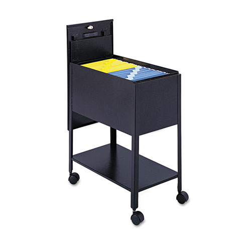 Picture of Extra-Deep Locking Mobile Tub File, Letter Size, Metal, 1 Shelf, 1 Bin, 13.5" x 24.75" x 28.25", Black