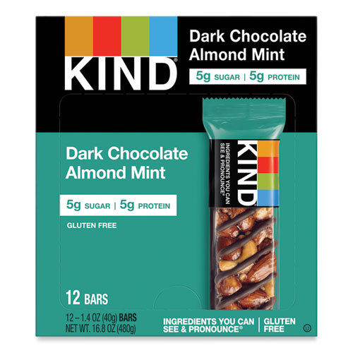 Picture of Nuts and Spices Bar, Dark Chocolate Almond Mint, 1.4 oz Bar, 12/Box