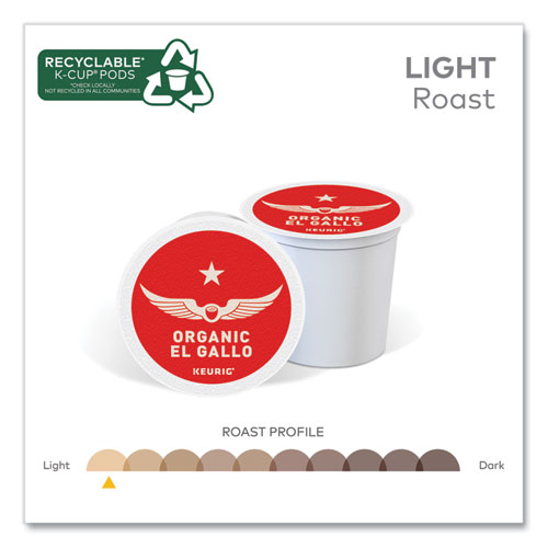 Picture of El Gallo Organic Coffee K-Cups, Light Roast, 20/Box