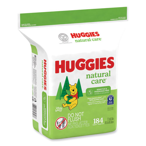 Picture of Natural Care Sensitive Baby Wipes, 1-Ply, 3.88 x 6.6, Unscented, White, 184/Pack, 3 Packs/Carton