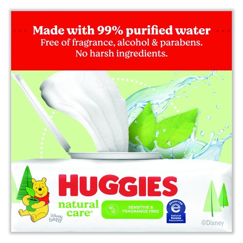 Picture of Natural Care Sensitive Baby Wipes, 1-Ply, 3.88 x 6.6, Unscented, White, 184/Pack, 3 Packs/Carton