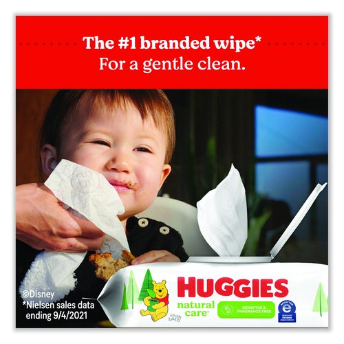 Picture of Natural Care Sensitive Baby Wipes, 1-Ply, 3.88 x 6.6, Unscented, White, 184/Pack, 3 Packs/Carton