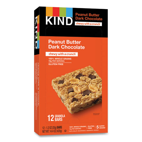 Picture of Healthy Grains Bar, Peanut Butter Dark Chocolate, 1.2 oz, 12/Box