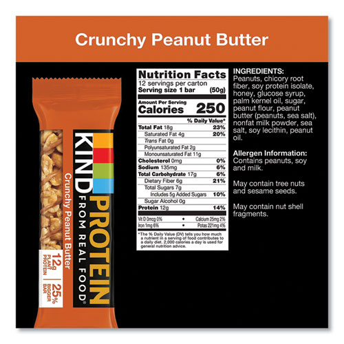 Picture of Protein Bars, Crunchy Peanut Butter, 1.76 oz, 12/Pack