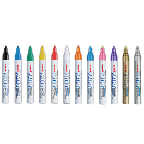 Picture of Permanent Marker, Medium Bullet Tip, Assorted Colors, 12/Set