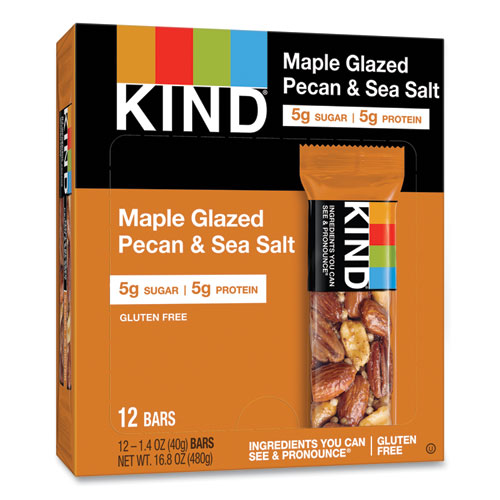 Picture of Nuts and Spices Bar, Maple Glazed Pecan and Sea Salt, 1.4 oz Bar, 12/Box