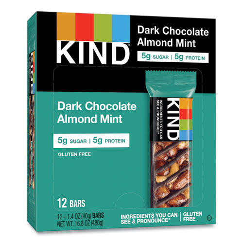 Picture of Nuts and Spices Bar, Dark Chocolate Almond Mint, 1.4 oz Bar, 12/Box