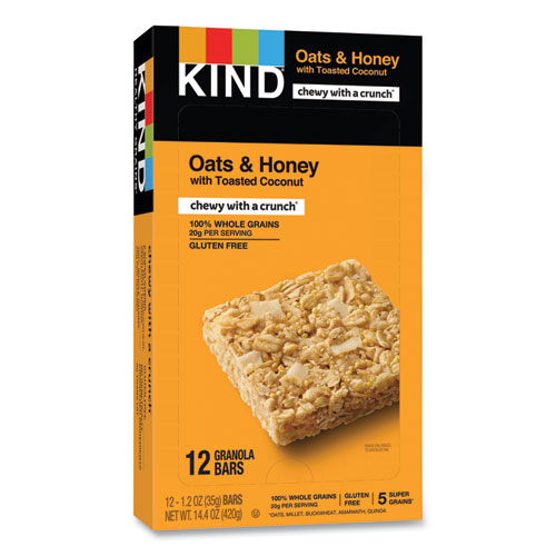 Picture of Healthy Grains Bar, Oats and Honey with Toasted Coconut, 1.2 oz, 12/Box