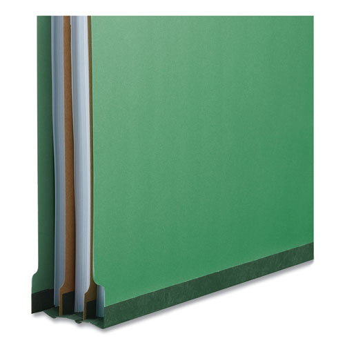 Picture of Deluxe Six-Section Pressboard End Tab Classification Folders, 2 Dividers, 6 Fasteners, Letter Size, Green, 10/Box