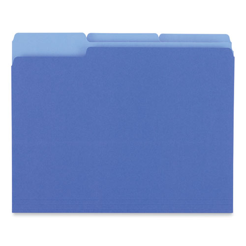 Picture of Interior File Folders, 1/3-Cut Tabs: Assorted, Letter Size, 11-pt Stock, Blue, 100/Box