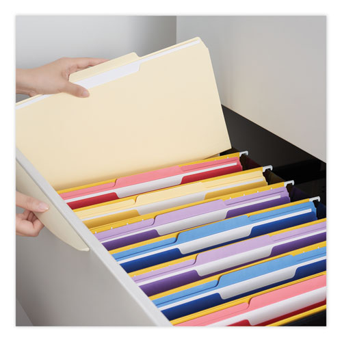 Picture of Top Tab File Folders, 1/2-Cut Tabs: Assorted, Legal Size, 0.75" Expansion, Manila, 100/Box