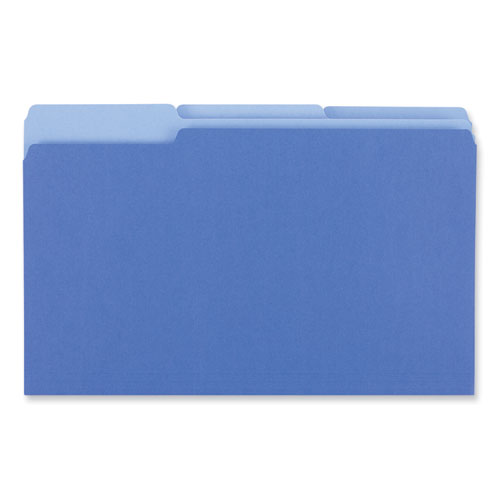 Picture of Interior File Folders, 1/3-Cut Tabs: Assorted, Legal Size, 11-pt Stock, Blue, 100/Box