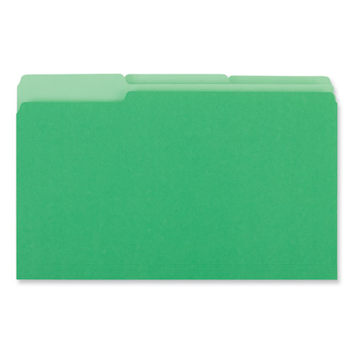 Picture of Interior File Folders, 1/3-Cut Tabs: Assorted, Legal Size, 11-pt Stock, Green, 100/Box