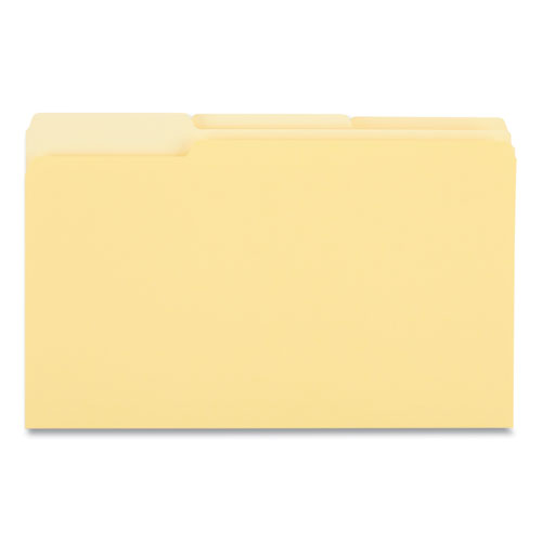 Picture of Interior File Folders, 1/3-Cut Tabs: Assorted, Legal Size, 11-pt Stock, Yellow, 100/Box