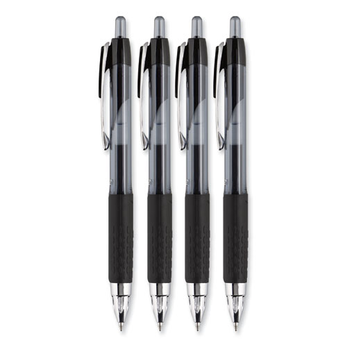 Picture of Signo 207 Gel Pen, Retractable, Medium 0.7 mm, Black Ink, Smoke/Black Barrel, 4/Pack