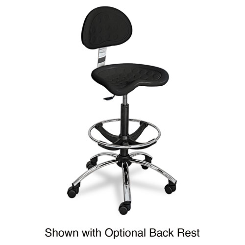 Picture of SitStar Stool, Backless, Supports Up to 250 lb, 27" to 34" Seat Height, Black Seat, Black/Chrome Base