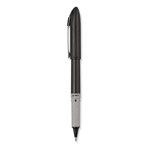 Picture of Grip Roller Ball Pen, Stick, Fine 0.7 mm, Black Ink, Black Barrel, Dozen