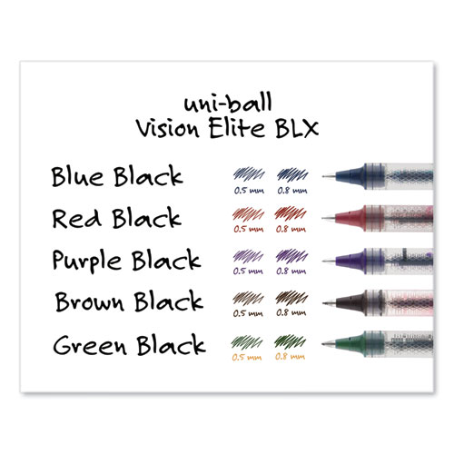 Picture of VISION ELITE BLX Series Hybrid Gel Pen, Stick, Extra-Fine 0.5 mm, Blue-Infused Black Ink, Gray/Blue/Clear Barrel