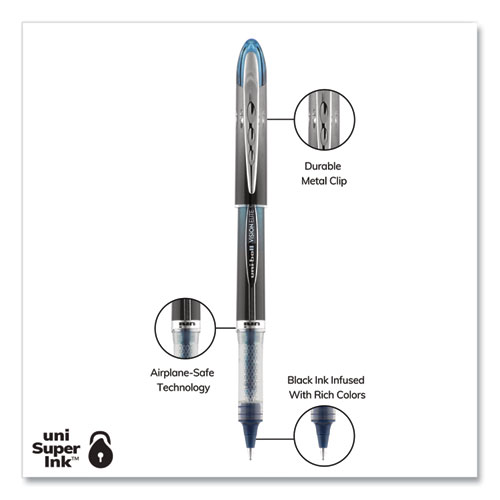 Picture of VISION ELITE BLX Series Hybrid Gel Pen, Stick, Extra-Fine 0.5 mm, Blue-Infused Black Ink, Gray/Blue/Clear Barrel