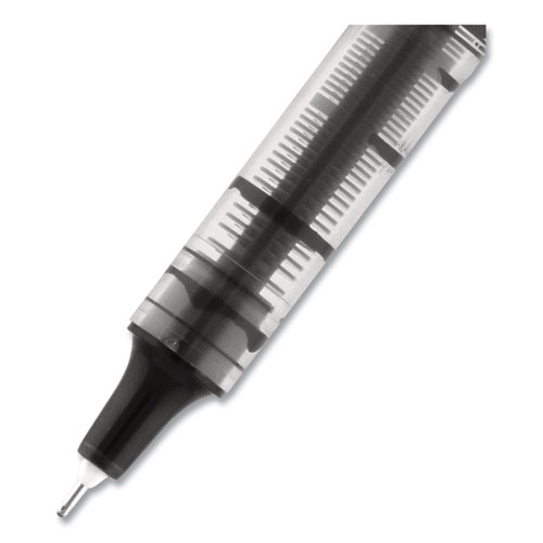 Picture of VISION Needle Roller Ball Pen, Stick, Fine 0.7 mm, Black Ink, Gray/Clear/Black Barrel, Dozen