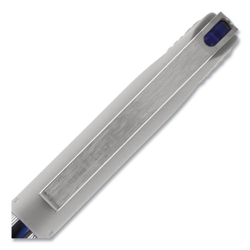 Picture of VISION Needle Roller Ball Pen, Stick, Fine 0.7 mm, Blue Ink, Gray/Clear/Blue Barrel, Dozen