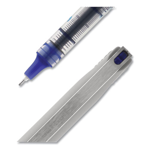 Picture of VISION Needle Roller Ball Pen, Stick, Fine 0.7 mm, Blue Ink, Gray/Clear/Blue Barrel, Dozen