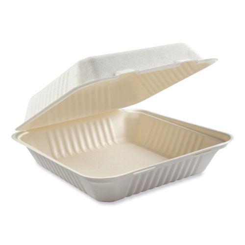 Picture of Bagasse PFAS-Free Food Containers, 1-Compartment, 9 x 1.93 x 9, White, Bamboo/Sugarcane, 100/Carton