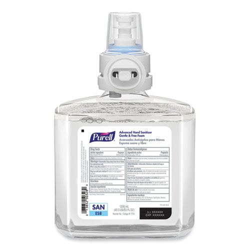 Picture of Advanced Hand Sanitizer Gentle and Free Foam, 1,200 mL Refill, Fragrance-Free, For ES8 Dispensers, 2/Carton