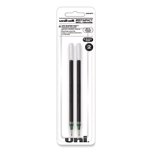 Picture of 207 Impact Gel Stick Pen Refills, Bold 1 mm Conical Tip, Black Ink, 2/Pack