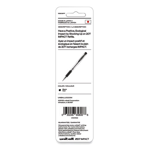 Picture of 207 Impact Gel Stick Pen Refills, Bold 1 mm Conical Tip, Black Ink, 2/Pack