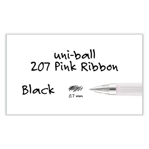 Picture of Signo 207 Gel Pen, Retractable, Medium 0.7 mm, Black Ink, Translucent Pink/Translucent White Barrel, 2/Pack