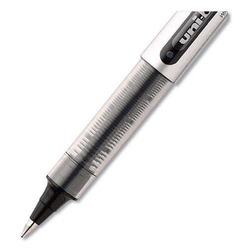 Picture of VISION Roller Ball Pen, Stick, Fine 0.7 mm, Black Ink, Silver/Black/Clear Barrel, 36/Pack