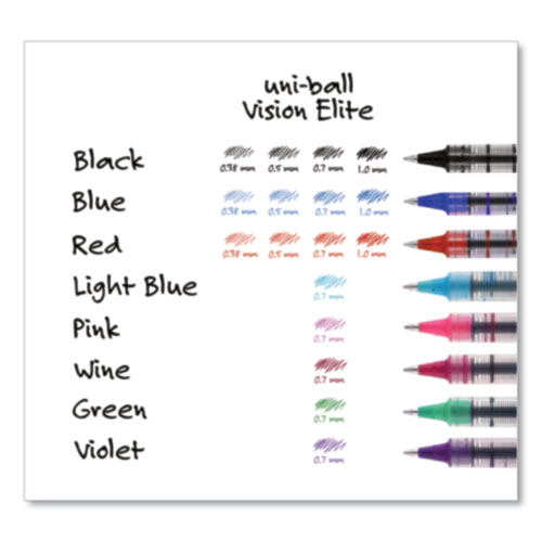 Picture of VISION Roller Ball Pen, Stick, Fine 0.7 mm, Black Ink, Silver/Black/Clear Barrel, 36/Pack