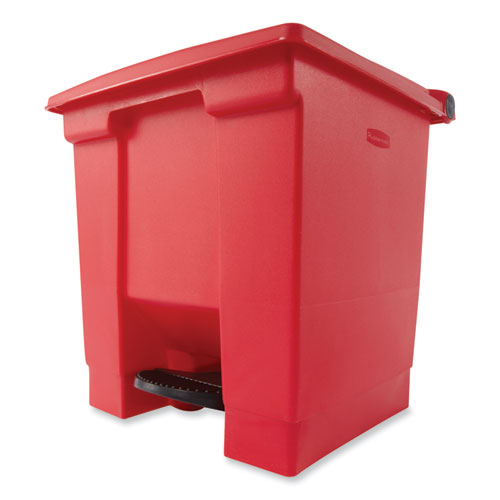 Picture of Indoor Utility Step-On Waste Container, 8 gal, Plastic, Red