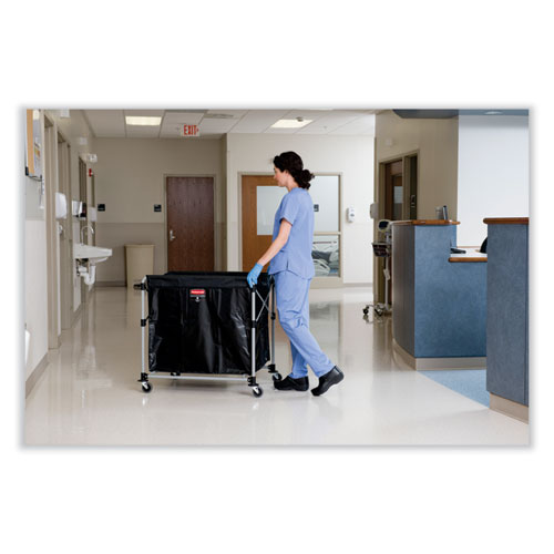 Picture of One-Compartment Collapsible X-Cart, Synthetic Fabric, 9.96 cu ft Bin, 24.1" x 35.7" x 34", Black/Silver