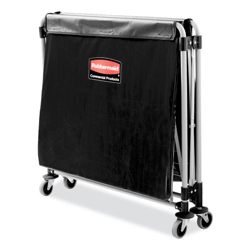 Picture of One-Compartment Collapsible X-Cart, Synthetic Fabric, 9.96 cu ft Bin, 24.1" x 35.7" x 34", Black/Silver