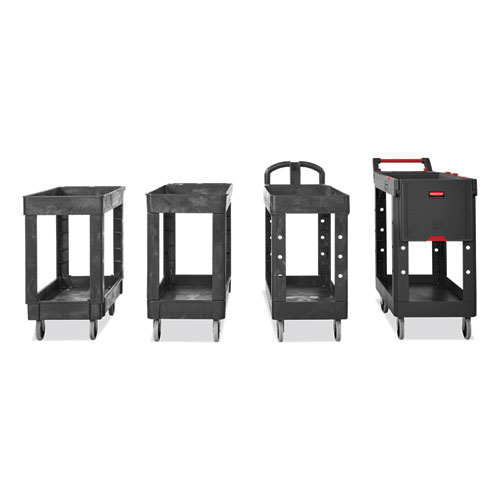 Picture of Service/Utility Carts, Plastic, 2 Shelves, 500 lb Capacity, 34.13" x 17.38" x 32.38", Black