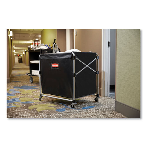 Picture of One-Compartment Collapsible X-Cart, Synthetic Fabric, 9.96 cu ft Bin, 24.1" x 35.7" x 34", Black/Silver