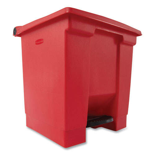 Picture of Indoor Utility Step-On Waste Container, 8 gal, Plastic, Red