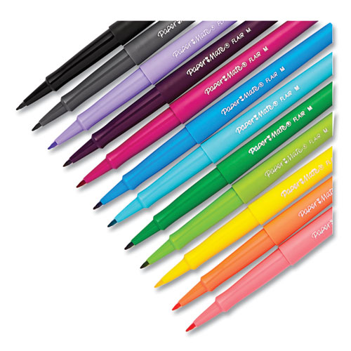 Picture of Point Guard Flair Felt Tip Porous Point Pen, Stick, Medium 0.7 mm, Assorted Tropical Vacation Ink and Barrel Colors, Dozen