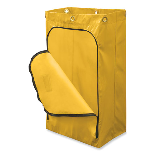 Picture of Zippered Vinyl Cleaning Cart Bag for Rubbermaid Commercial 6173-88, 24 gal, 17.25" x 10.5" x 30.5", Yellow