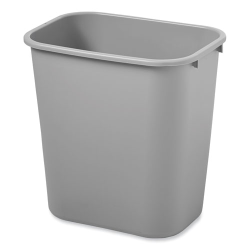 Picture of Deskside Plastic Wastebasket, 7 gal, Plastic, Gray