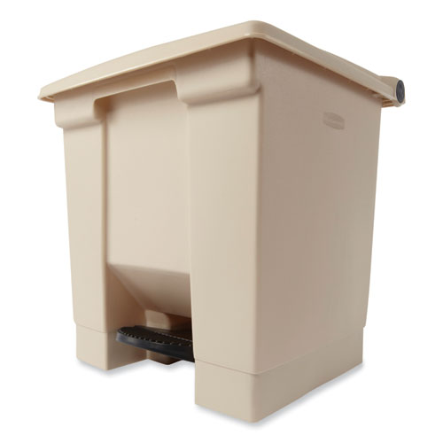 Picture of Indoor Utility Step-On Waste Container, 8 gal, Plastic, Beige