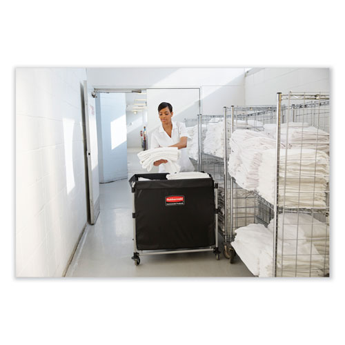 Picture of One-Compartment Collapsible X-Cart, Synthetic Fabric, 9.96 cu ft Bin, 24.1" x 35.7" x 34", Black/Silver