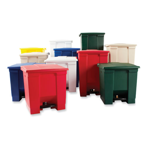 Picture of Indoor Utility Step-On Waste Container, 8 gal, Plastic, Red