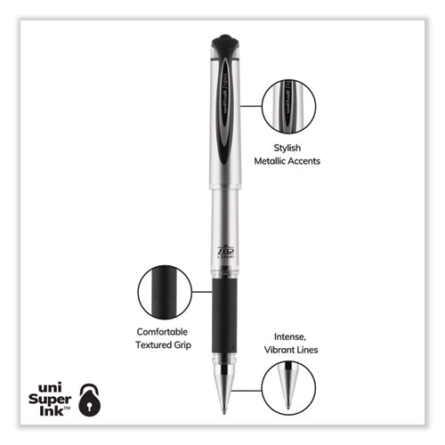 Picture of 207 Impact Gel Pen, Stick, Bold 1 mm, Black Ink, Silver/Black Barrel