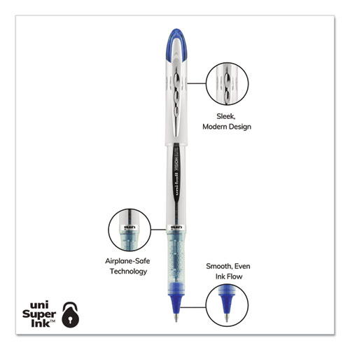 Picture of VISION ELITE Hybrid Gel Pen, Stick, Bold 0.8 mm, Blue Ink, White/Blue/Clear Barrel