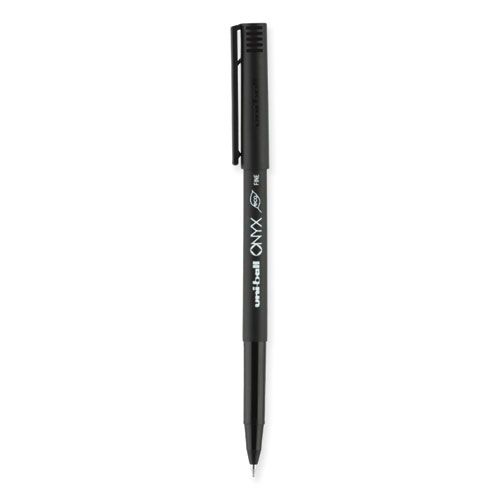 Picture of ONYX Roller Ball Pen, Stick, Fine 0.7 mm, Black Ink, Black Barrel, 72/Pack