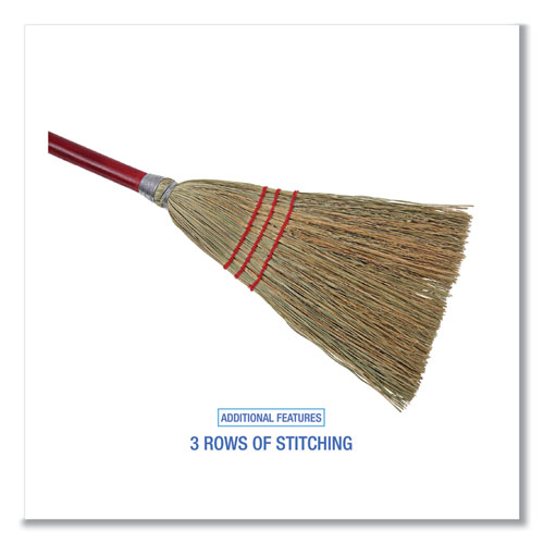 Picture of Corn Fiber Lobby/Toy Broom, Corn Fiber Bristles, 39" Overall Length, Red, 12/Carton